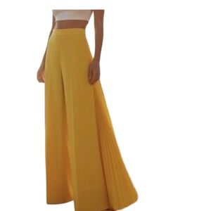 A365  CQ by CQ Soft Glam Yellow Pleated Palazzo Pants High Waist Wide Leg NWT L